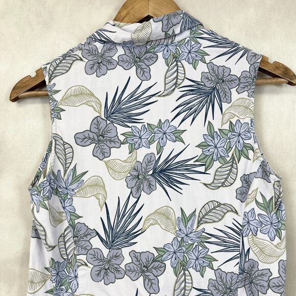 Hilo Hattie Womens Silk Top Size XSmall Tropical Sleeveless Lavender Hawaiian - Picture 5 of 10